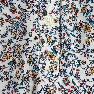 Old Navy Cream Yellow Blue Floral Split-Neck Button Long Sleeve Blouse Size M thumbnail 7