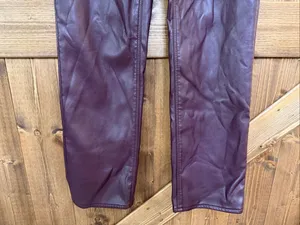 Good American Women’s Faux Leather Straight Leg Pants Burgundy READ Size 6/28 (9 thumbnail 2