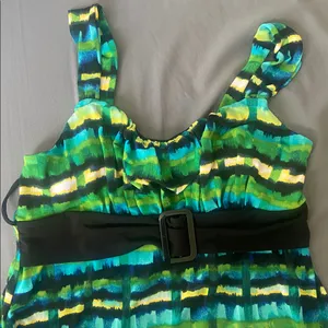 Iz Byer Striped Green & Blue Sleeveless Tank thumbnail 4