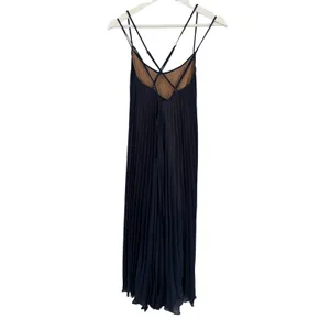 BCBGMAXAZRIA Isadona Navy Pleated Maxi Dress XXS Crisscross Strappy Backward thumbnail 5
