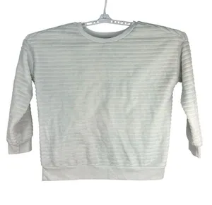 A.n.a A New Approach Womens White Crewneck Sweatshirt Large Ribbed Pullover thumbnail 1