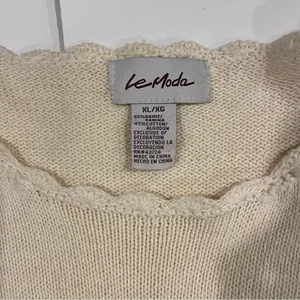 Vintage cream Christmas tree Grannycore coastal grandma scallop neck sweater 🎄 thumbnail 5