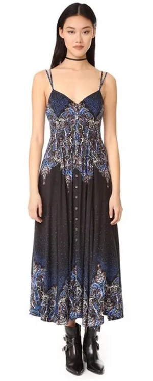 Free People Be My Baby Maxi Dress In‎ Black and Blue thumbnail 1