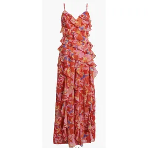 Eliza‎ J Floral Ruffle Fil Coupé Maxi Dress Size 5 Floral Sundress Slip dress thumbnail 5