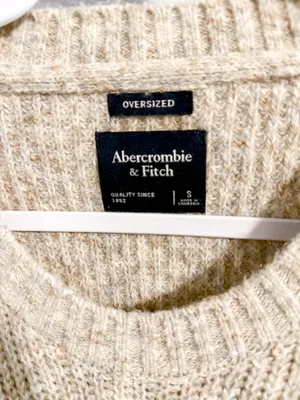 Abercrombie & Fitch Oversized Crewneck Sweater in Oatmeal thumbnail 4