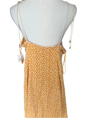 Free People - NWT Kai Mini Dress Yellow Geometric Print Tie Strap Sz L thumbnail 6