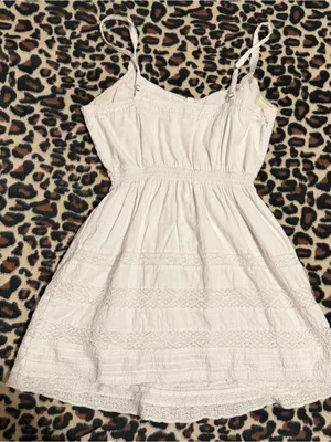 2000s vintage style abercrombie & fitch white whimsical babydoll lace mini dress thumbnail 4