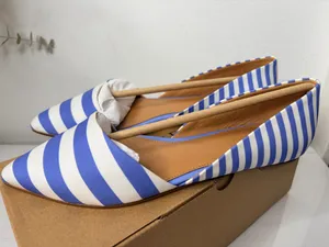 J.Crew Zoe D’Orsay Flats Blue White Stripe Pointed Toe Nautical Preppy Size 6 thumbnail 3