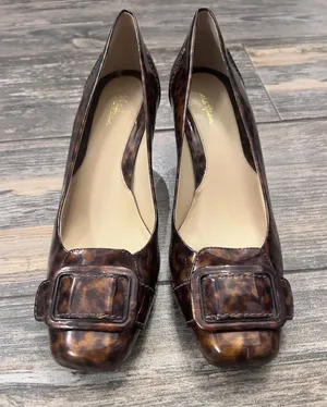 Cole Haan Womens Leopard Patent‎ Leather Square Toe Heel - Size 8B Flaws thumbnail 1