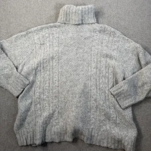 Aerie Women's Small Gray Cable Knit Turtleneck Sweater Oversized Pullover Wool thumbnail 9