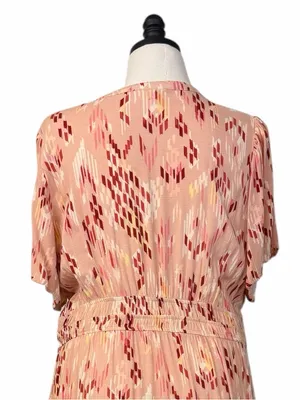 Knox Rose Maxi Dress XXL Blush Geometric Tassel Tie Smocked Waist Cottagecore thumbnail 10