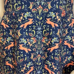Pink Martini Dress Fox Print Blue Floral A-Line Lined‎ Small Women Cap Sleeves thumbnail 13