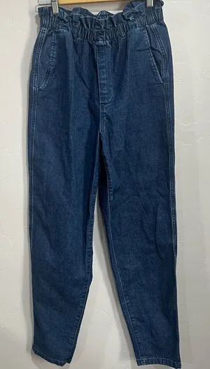 Gap Jeans Womens 6T Blue Denim Paperbag Regular Fit Elastic Waist Pull On thumbnail 1