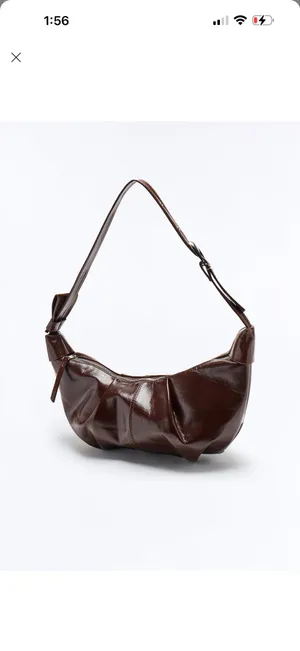Shoulder Bag Zara Croissant Glossy Brown 🥐 thumbnail 2
