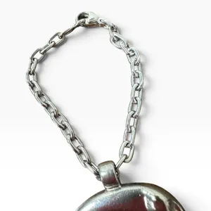 Cartier Silver Metal Panther Circle Keychain Bag Charm Engraved Pendant thumbnail 4