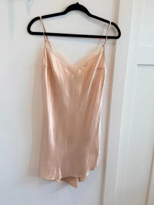 Victoria's Secret Y2K Vintage Silk Lace-Trim Slip Dress Blush Tan Women’s Small thumbnail 2
