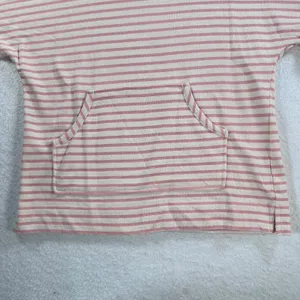 Jane & Delancey Women's Small Pink/Cream Striped Short Sleeve Hooded Terry Shirt thumbnail 2