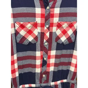 Aerie‎ Blue Red Plaid Long Sleeve Button Down Romper Small Americana Preppy thumbnail 11