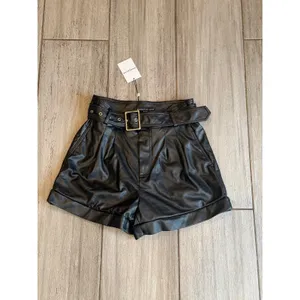 NEW Generation Love Milo Vegan Leather Belted Shorts Black Size 2 thumbnail 4
