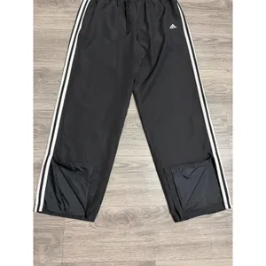 Y2K Adidas Women Black Three Stripe Track Pants L Mesh Lined Zipper Cuffs AZF001 thumbnail 10