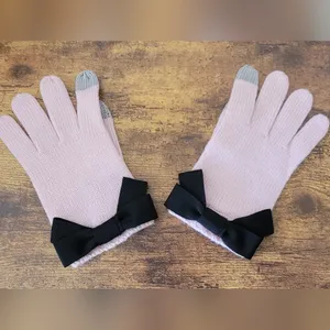 Kate Spade Bow Knit Gloves In Pink thumbnail 2