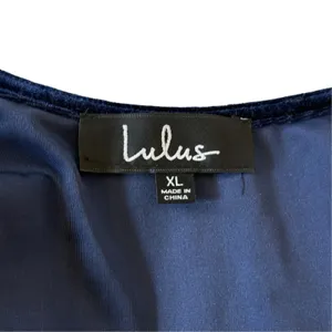 Lulus Wrapped in Luxe Navy Blue Velvet Bell Sleeve Skater Dress XL Dark Romantic thumbnail 6