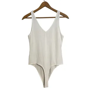 American Eagle White‎ Sleeveless Ribbed Bodysuit V-Neck Casual Top thumbnail 2