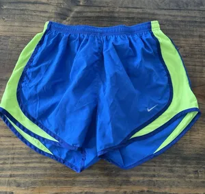 Nike Dri-Fit Lined Athletic Shorts Womens SMALL Stretchy Drawstring Blue Green thumbnail 1