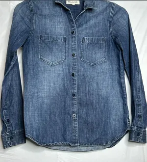 Madewell Denim Shirt Women's Classic Pockets Fade 100% Cotton Soft. Size XS. thumbnail 1