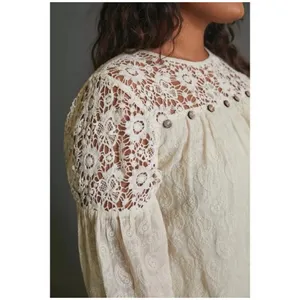 Anthropologie Ivory Verb Josephine Boho Lace Tunic Long Sleeve Mini Dress Small thumbnail 3