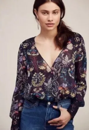 Free People Intimately Must Have Been Love Sheer Floral Long Sleeve Bodysuit thumbnail 1