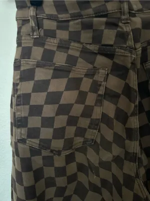 Divided Brown Checkerboard High-Waist Pants thumbnail 5