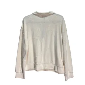 MONROW Quarter Zip Pullover Sweatshirt Top Womens XL Cream Collar Terrycloth NWT thumbnail 2