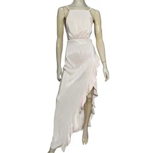 Michael Costello X Revolve Women’s Size XS Light Pink Crinkle Henrik Ruffle Gown thumbnail 2