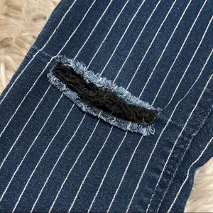 Zara pinstriped torn knee jeans size 4 thumbnail 2