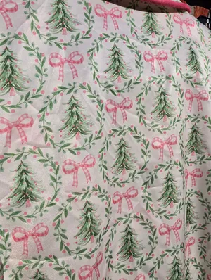 Under The Tree Christmas Pajama Set With Velvet Ties Top XS Bottoms M thumbnail 10
