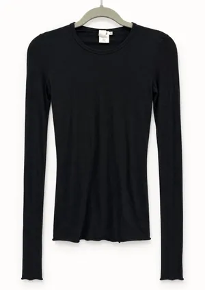 Kristensen Du Nord Top Women Size 6 US Black Long‎ Sleeve Raw Hem Minimalist thumbnail 1