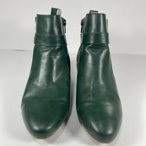 Charter Club Katiaa Green Ankle Boots Size 8.5M Gold Buckle Block Heel thumbnail 3