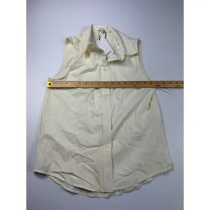 Vetta Sleeveless Button Down‎ Shirt Ivory Collared Top XS thumbnail 3