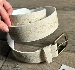 Absolutely Cream Belt with Gold Floral Design thumbnail 1