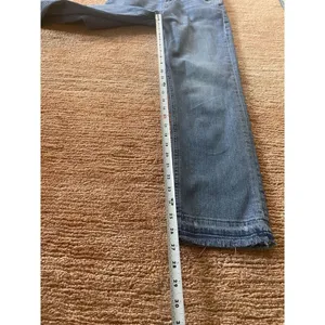 Zara Blue Distressed Straight Leg Jeans Women’s Sz 28 Raw Hem Made in Turkey thumbnail 7