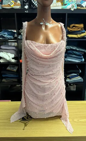 Oh Polly Pink Pearl Mini Dress Long Sleeve thumbnail 1