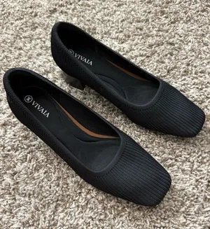 Vivaia Melody 2.0 Square Toe Chunky Heels Deep Ebony Women's 38.5 Knit Ribbed thumbnail 1