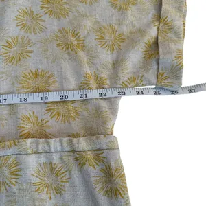 Entro Beige Yellow Linen Blend Dress Size Large Boho Chic Bohemian Sunburst Sun thumbnail 9