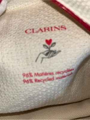 Clarins Cream Cosmetic Pouch with Red Logo Patch thumbnail 3