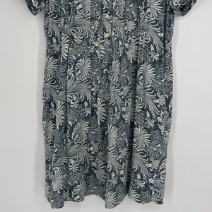 Faherty Gemina‎ Dress Size Small Blue White Printed Linen Blend Beachy Coastal thumbnail 6