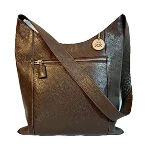 Brown Pebbled Leather Hobo Shoulder Bag The Sak Minimalist Zip Pocket Purse Y2K thumbnail 1