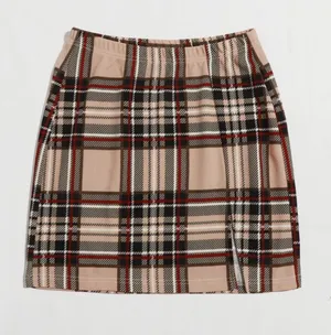 SheIn plaid beige bodycon skirt thumbnail 4