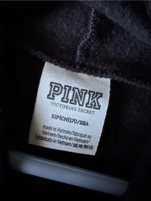 PINK Victoria's Secret Black Cropped Hoodie with Mint Logo thumbnail 2