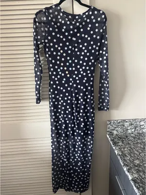 Navy polka dot gameday maxi dress Blue thumbnail 2